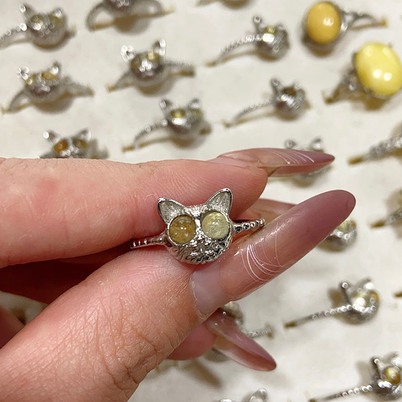 Rutilated Quartz Adjustable Size Rings $10/10PCS