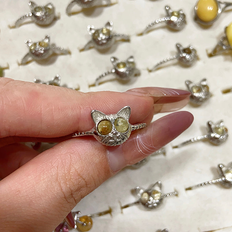 Rutilated Quartz Adjustable Size Rings $10/10PCS