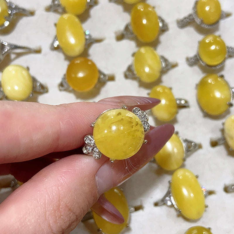 Lemon Yellow Jade Adjustable Size Rings $10/10PCS