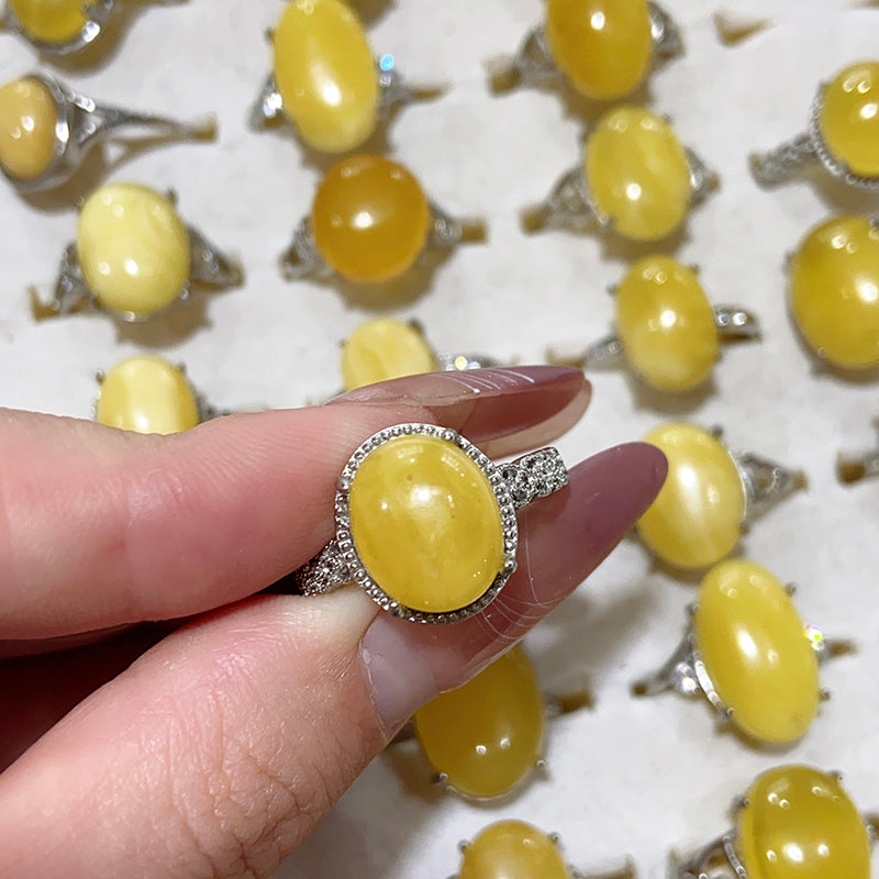 Lemon Yellow Jade Adjustable Size Rings $10/10PCS