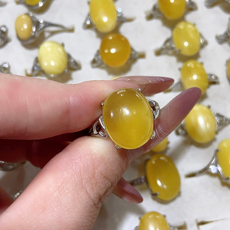 Lemon Yellow Jade Adjustable Size Rings $10/10PCS