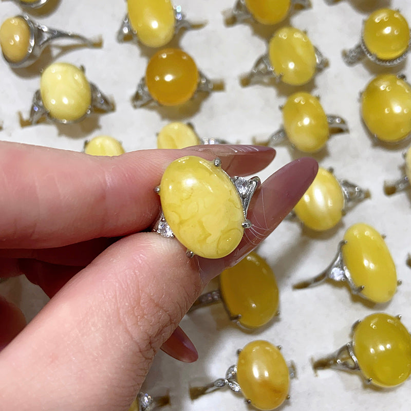 Lemon Yellow Jade Adjustable Size Rings $10/10PCS