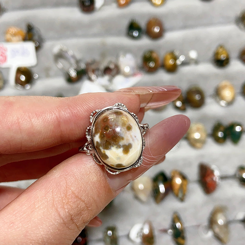 Ocean Jasper Adjustable Size S925 Rings