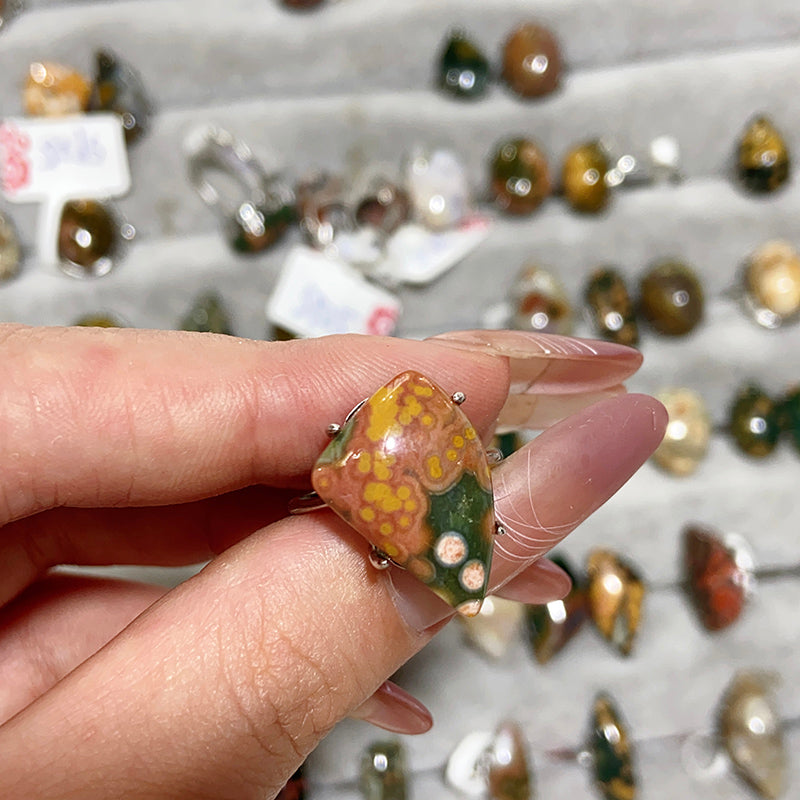 Ocean Jasper Adjustable Size S925 Rings