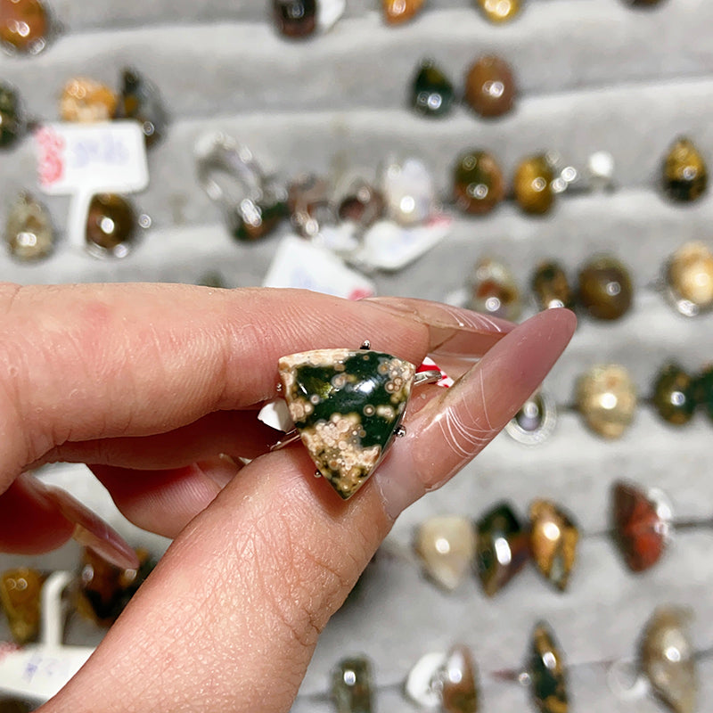 Ocean Jasper Adjustable Size S925 Rings