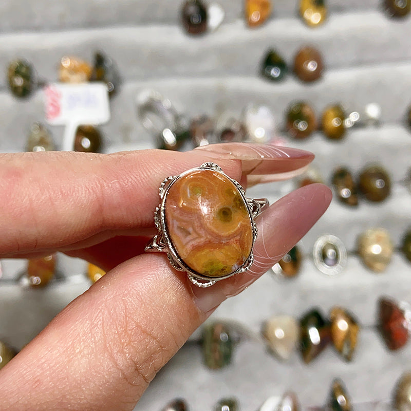 Ocean Jasper Adjustable Size S925 Rings