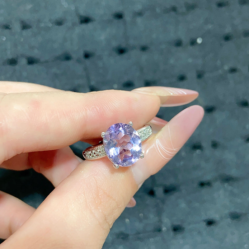 Amethyst Adjustable Size Alloy & S925 Rings