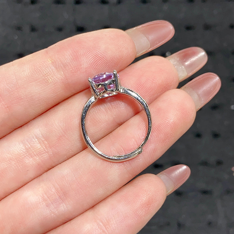 Amethyst Adjustable Size Alloy & S925 Rings