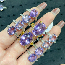 Load image into Gallery viewer, Amethyst Adjustable Size Alloy &amp; S925 Rings