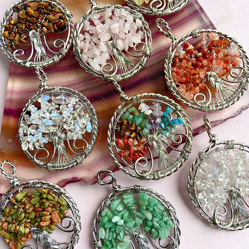 Different Materials Crystal Tree Of Life Pendants