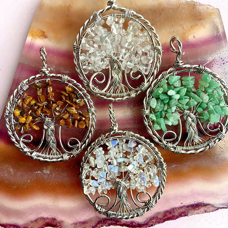 Different Materials Crystal Tree Of Life Pendants