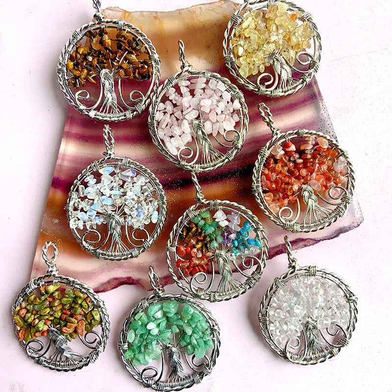 Different Materials Crystal Tree Of Life Pendants