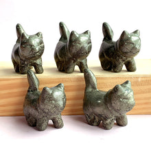 Load image into Gallery viewer, pyrite cat carvings