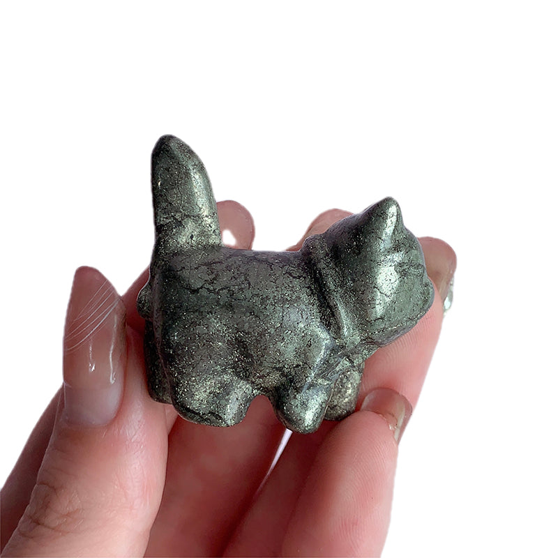 pyrite cat carvings