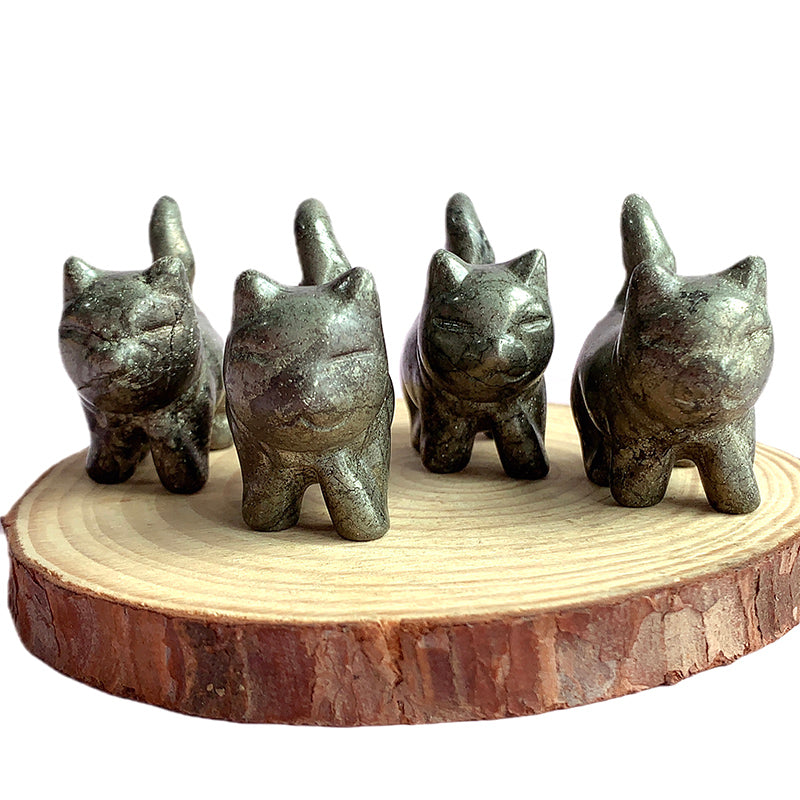 pyrite cat carvings