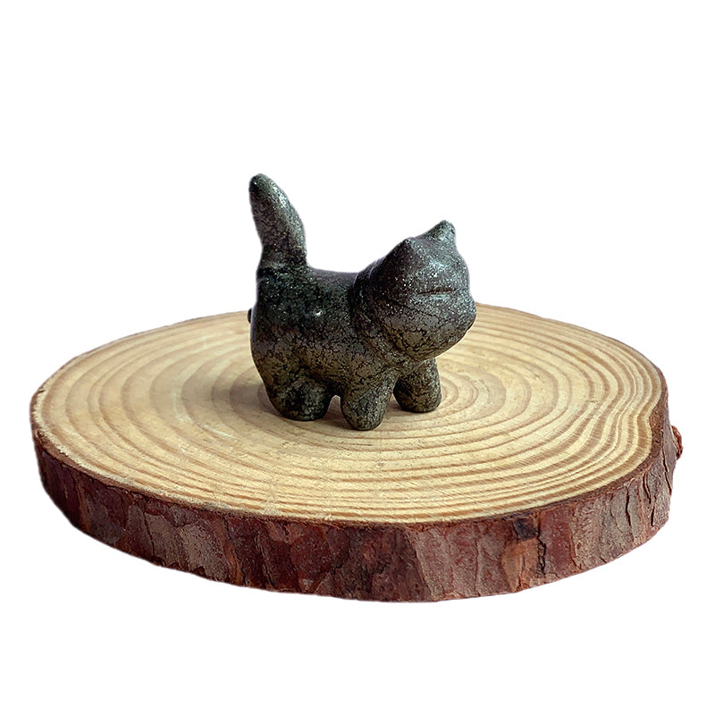 pyrite cat carvings