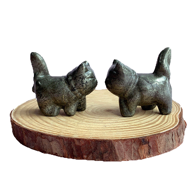 pyrite cat carvings