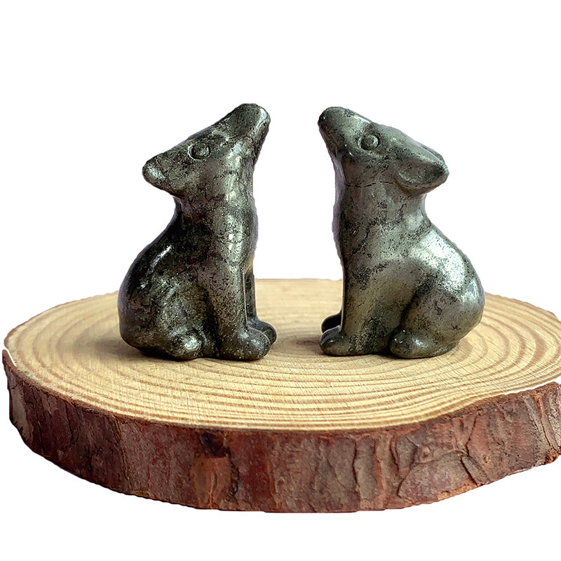 Pyrite Wolf Carvings