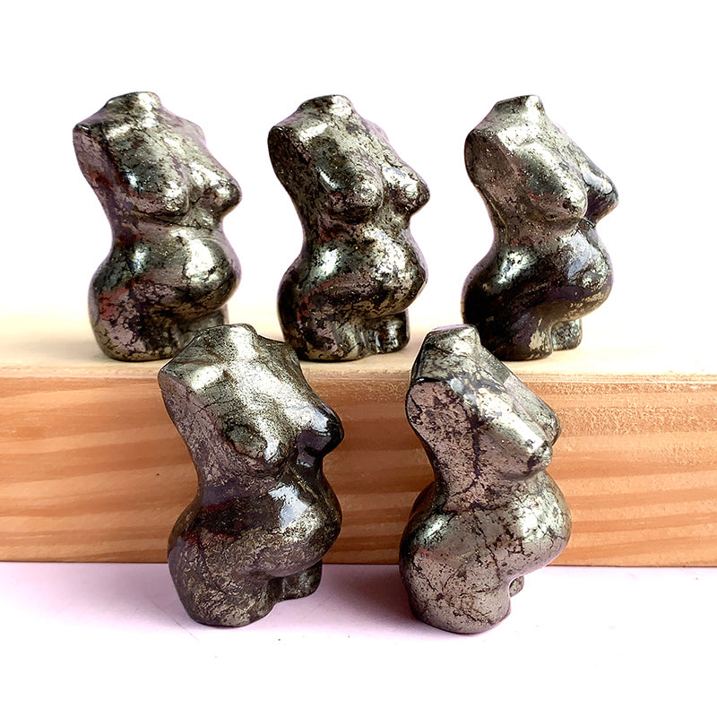 Pyrite Pregnant Woman Body Carvings