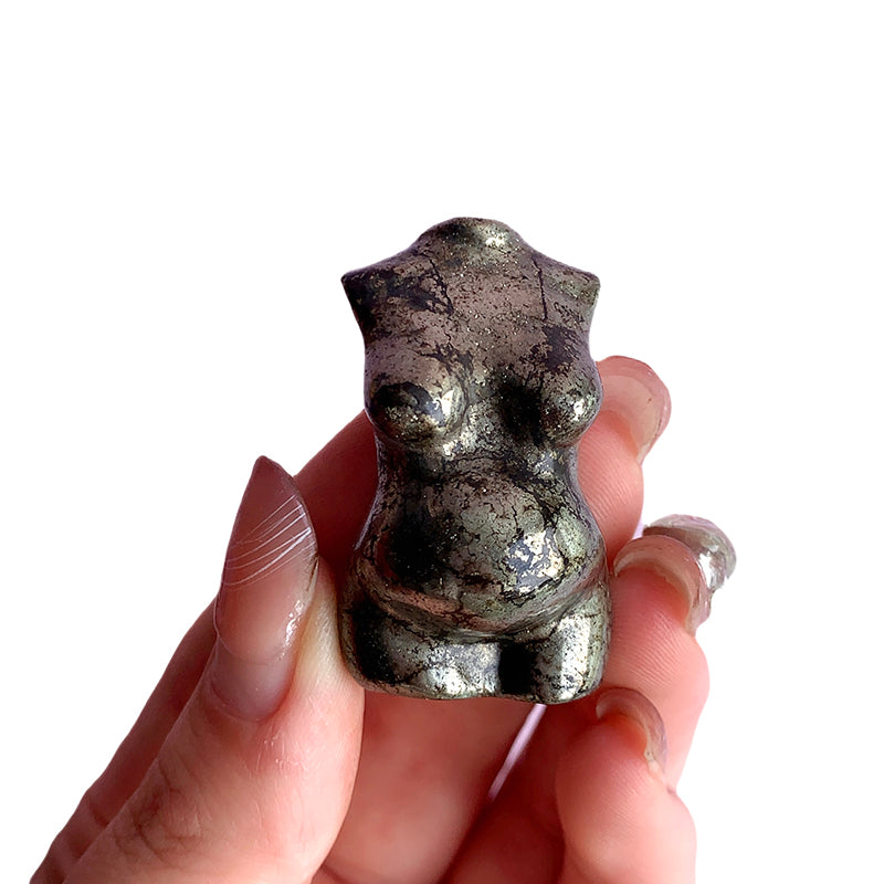 Pyrite Pregnant Woman Body Carvings