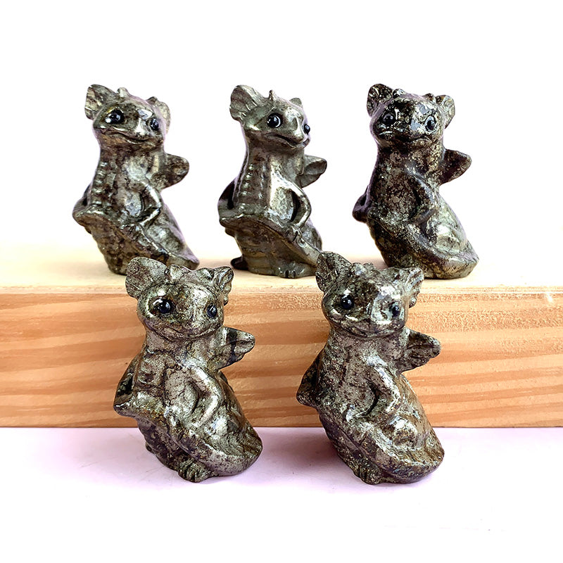 Pyrite Baby Dragon Carvings