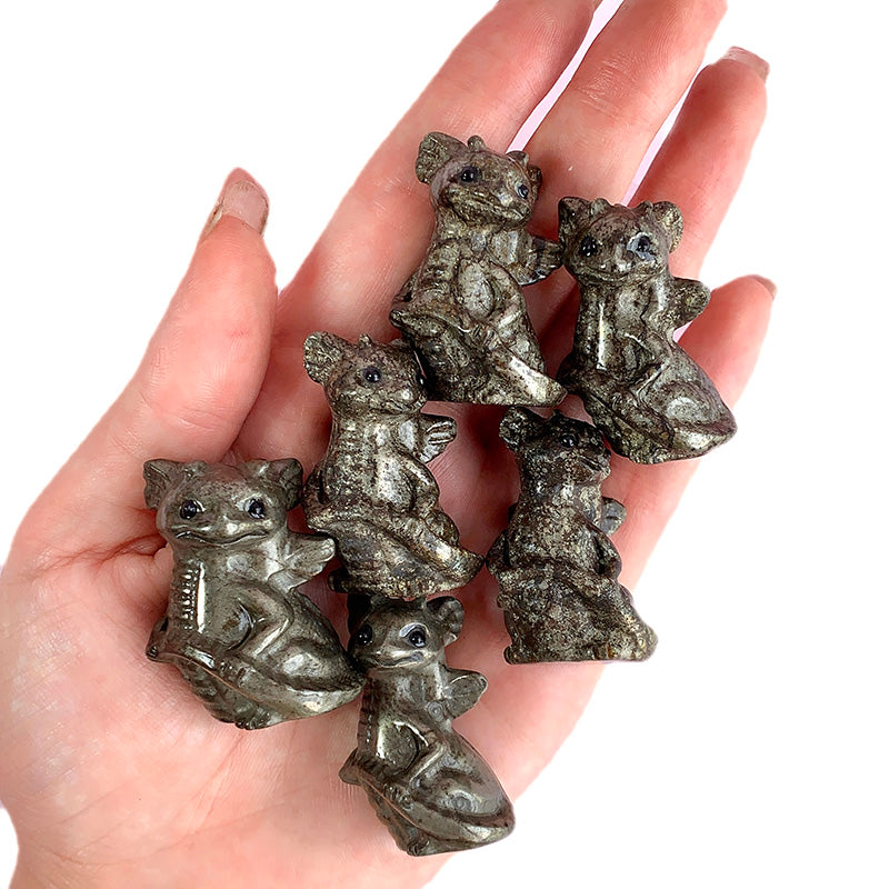 Pyrite Baby Dragon Carvings