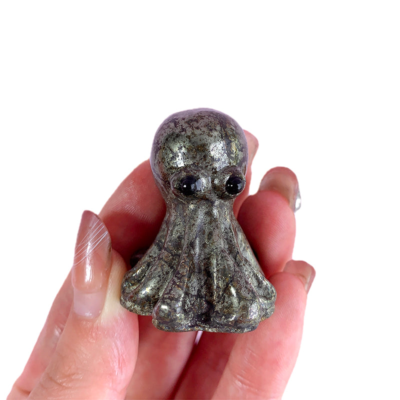 Pyrite Octopus Carving