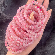 Load image into Gallery viewer, Pink Flower Rhodonite Round Beads Bracelet