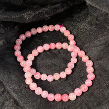 Load image into Gallery viewer, Pink Flower Rhodonite Round Beads Bracelet