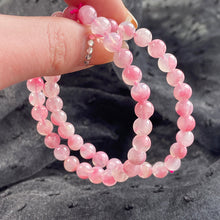 Load image into Gallery viewer, Pink Flower Rhodonite Round Beads Bracelet