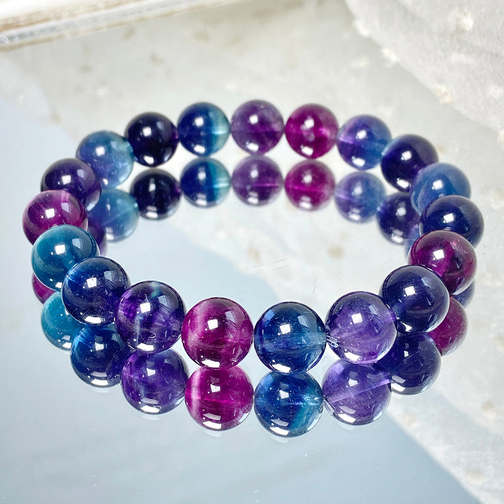 Unicorn Fluorite Round Beads Bracelet