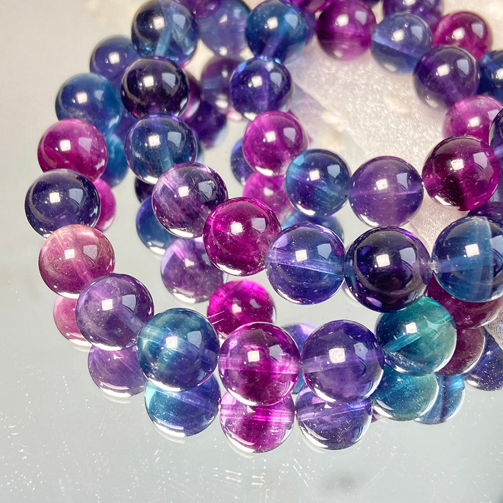 Unicorn Fluorite Round Beads Bracelet