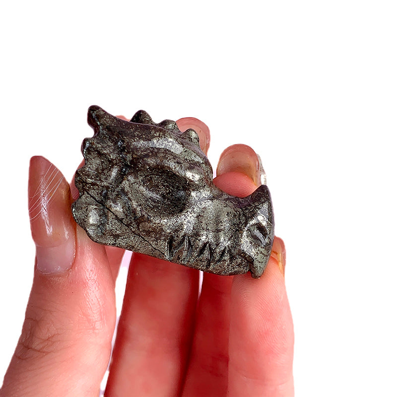 Pyrite Dragon Head Carvings