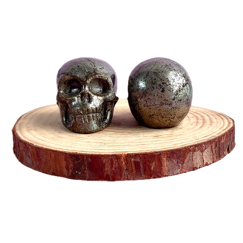 Pyrite Skull Carvings