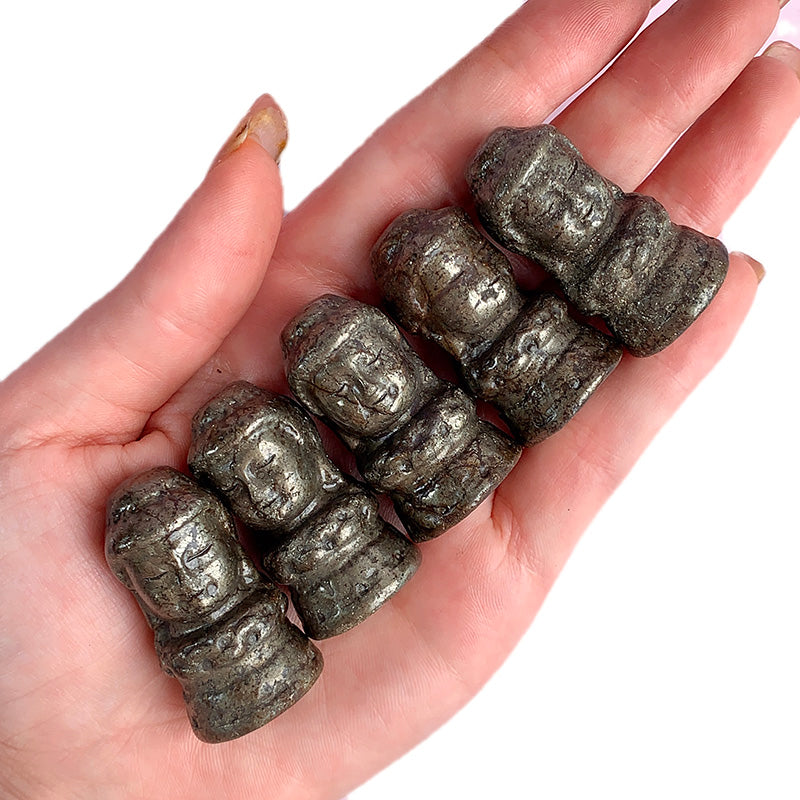 Pyrite Buddha Head Carvings