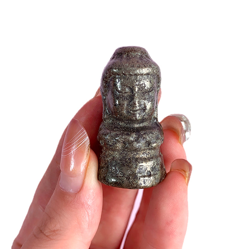 Pyrite Buddha Head Carvings