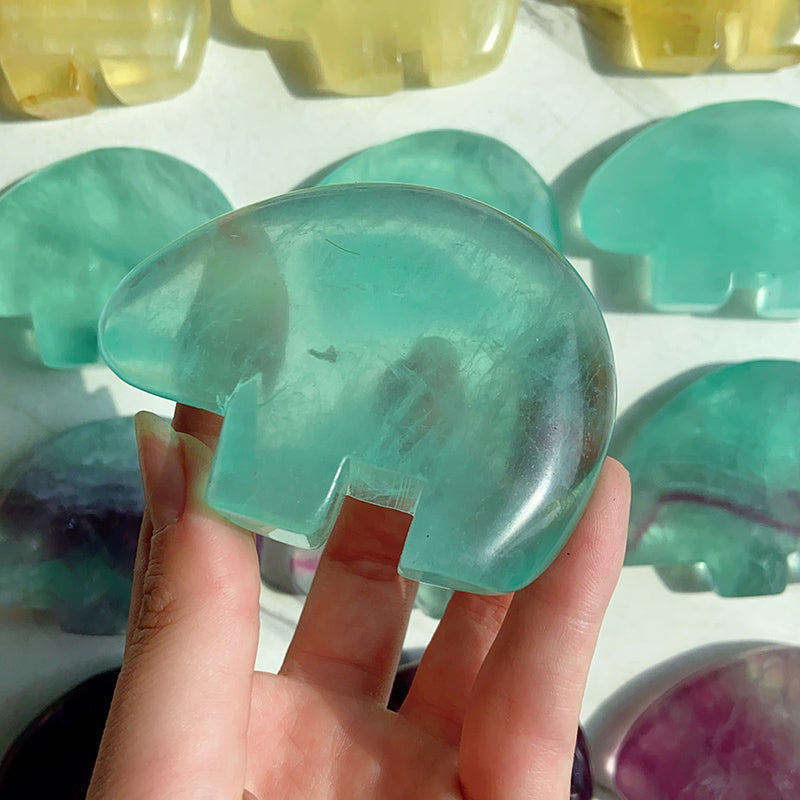 Cute Fluorite Bear Carvings