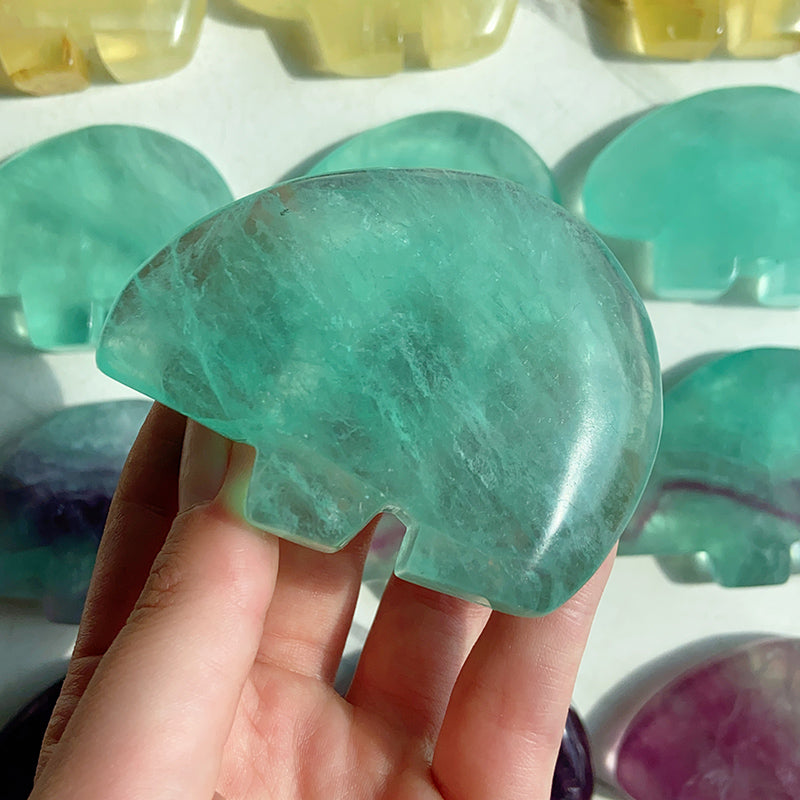 Cute Fluorite Bear Carvings