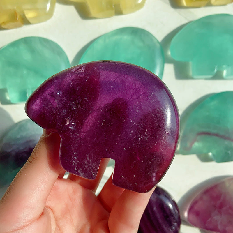 Cute Fluorite Bear Carvings