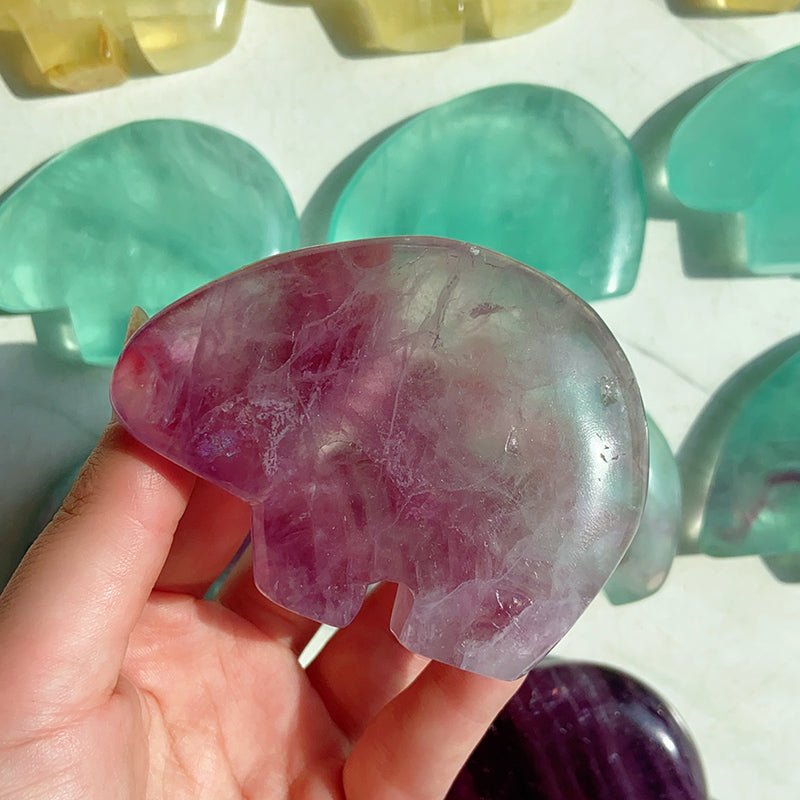 Cute Fluorite Bear Carvings