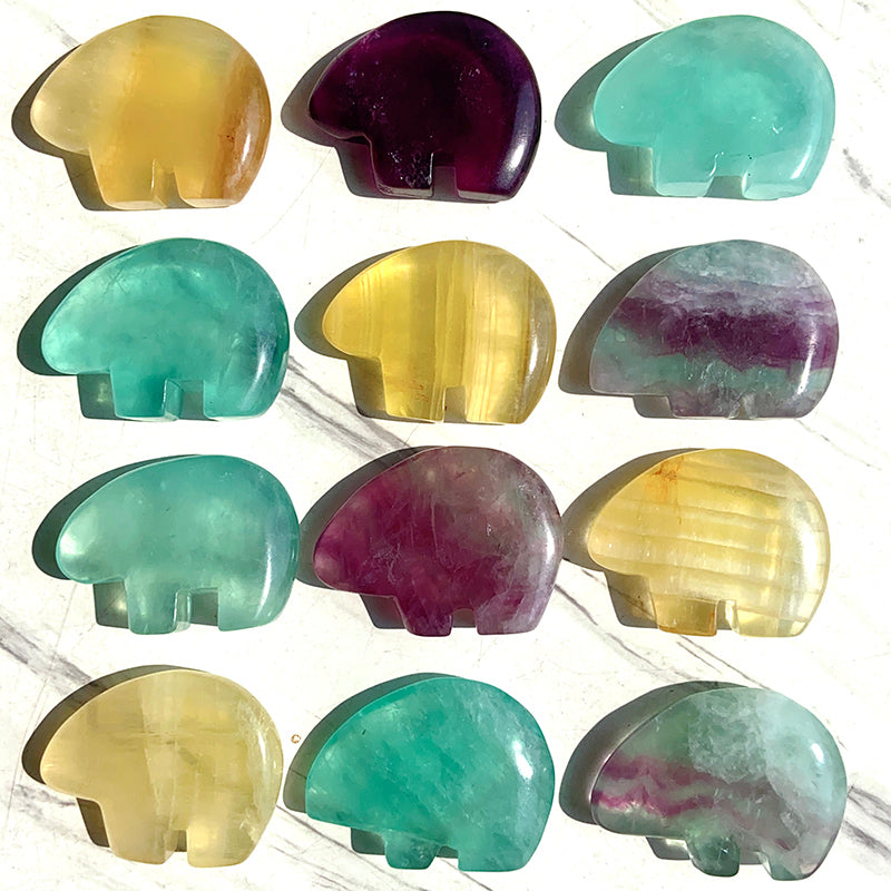 Cute Fluorite Bear Carvings