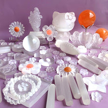 Load image into Gallery viewer, Different Selenite Carvings (Flower/Angel With Heart/Hello Kitty/Tree Fairy/Moon with Star)