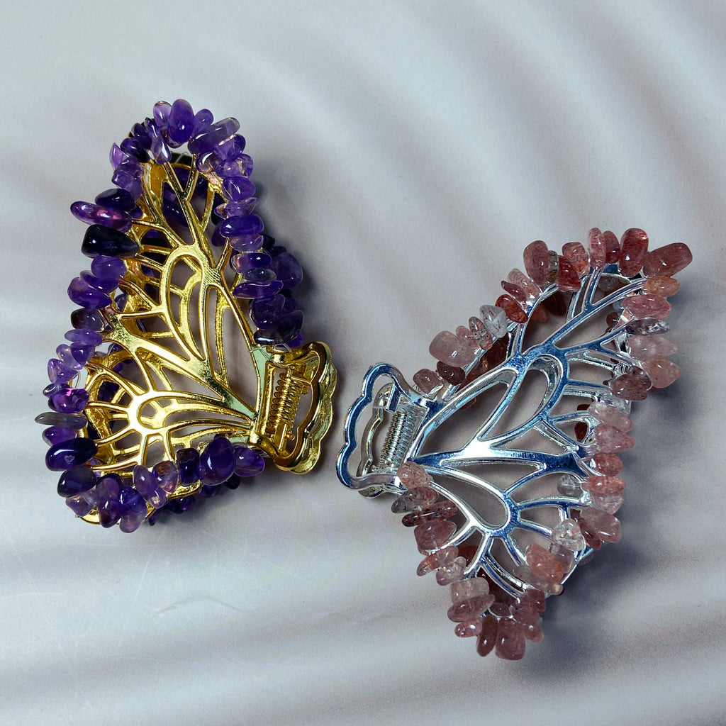 Crystal Chips Hair Clips Butterfly Shaped