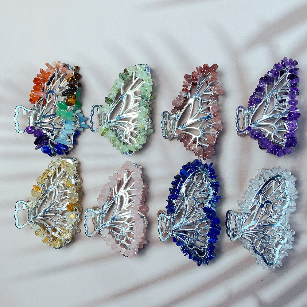 Crystal Chips Hair Clips Butterfly Shaped