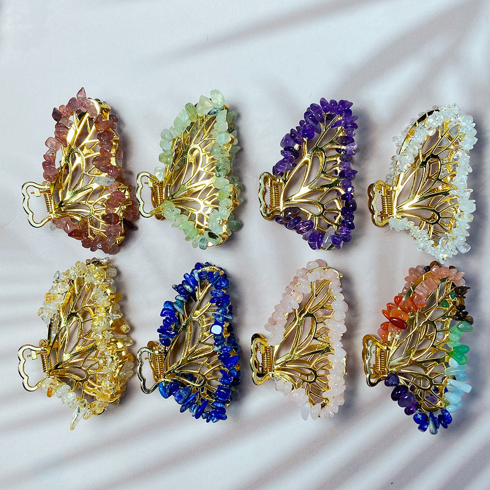 Crystal Chips Hair Clips Butterfly Shaped