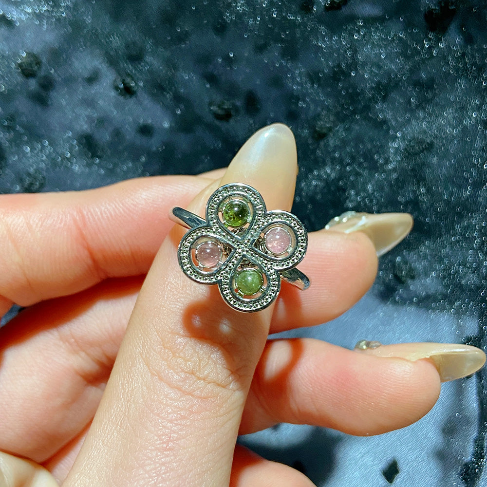 Labradorite & Rutilated Quartz & Tourmaline Spinner Rings