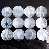 Selenite Twelve Constellations Set Carvings