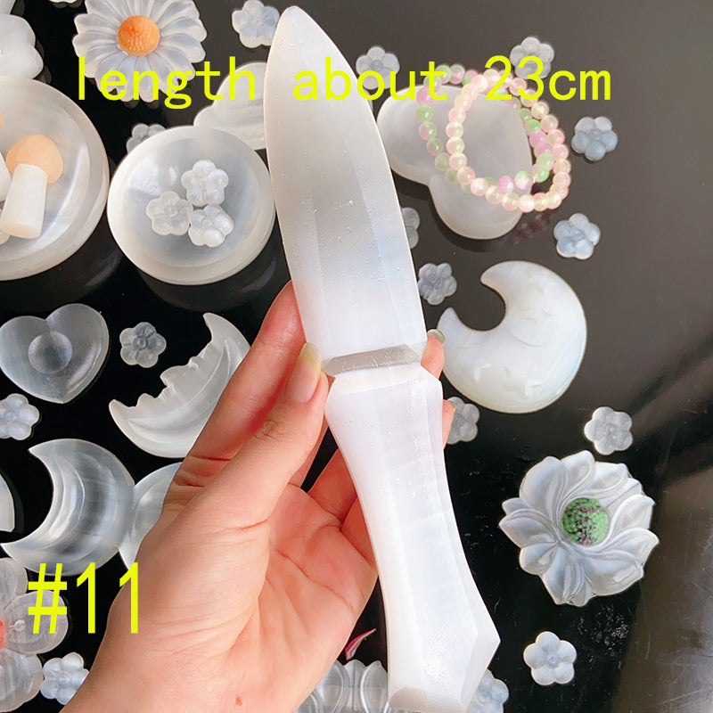 Selenite Carvings (flower & bowl & knife & mushroom)