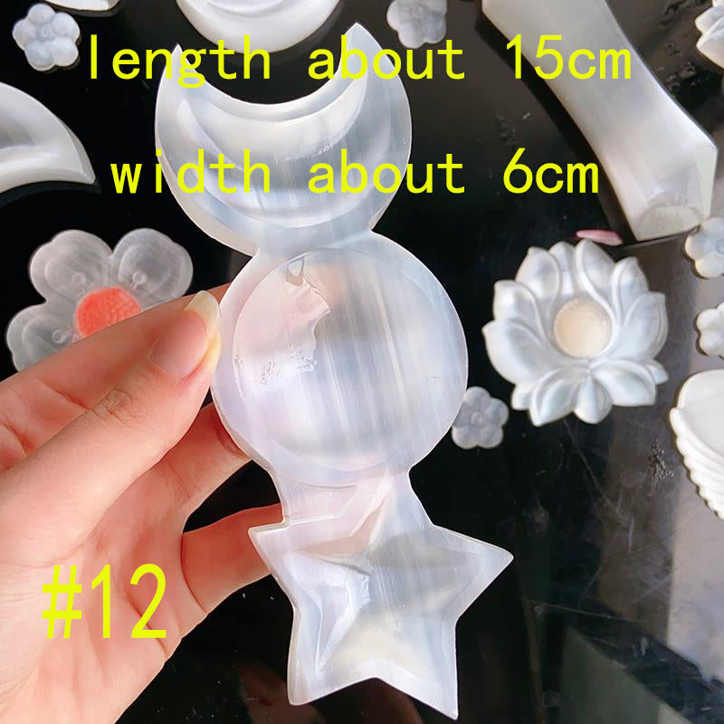 Selenite Carvings (flower & bowl & knife & mushroom)