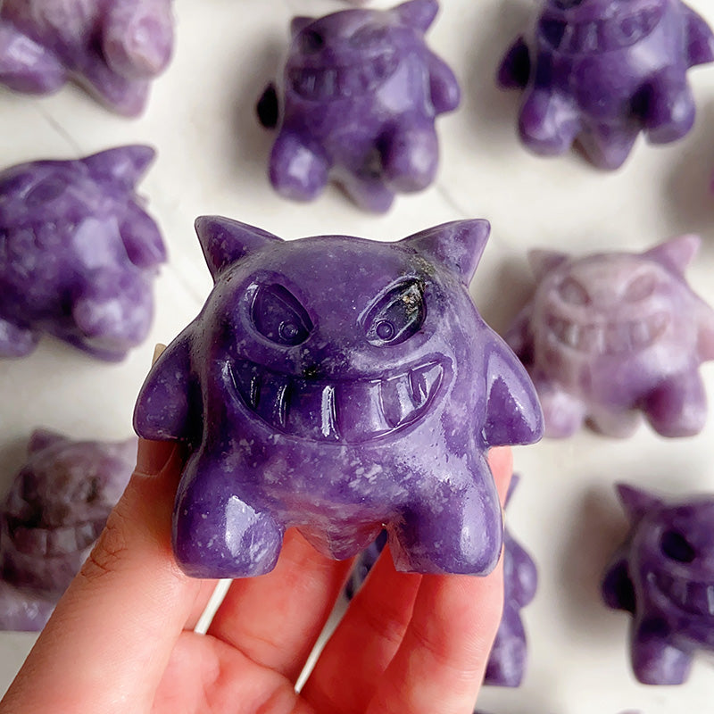 Lepidolite Gengar Carvings